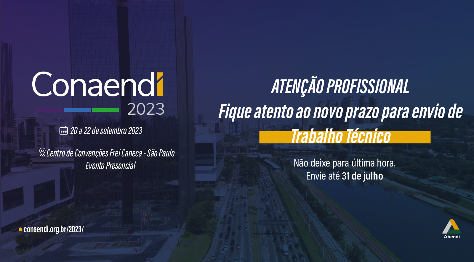 Novo Prazo Para Envio De Trabalho Técnico! - Abendi